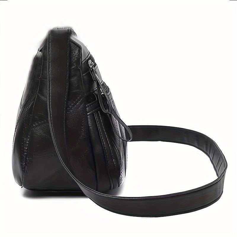 Fashion Soft PU Leather Shoulder Bag - Men's Large Capacity Crossbody Bag